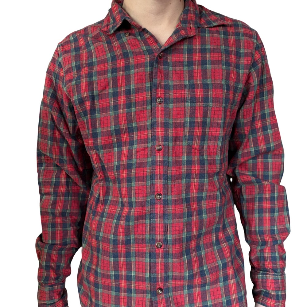 J Crew Slim Fit Brushed Twill Plaid Long Sleeve Button Up Shirt Men's Medium